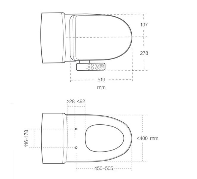 Xiaomi Smart Toilet Cover габариты
